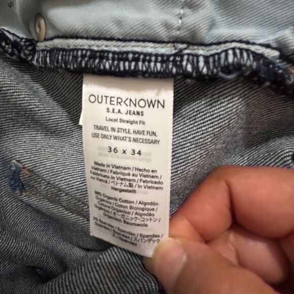 Outerknown SEA Jeans Local Straight Fit Mens 36X34 Medium Wash Organic Cotton - Picture 8 of 8
